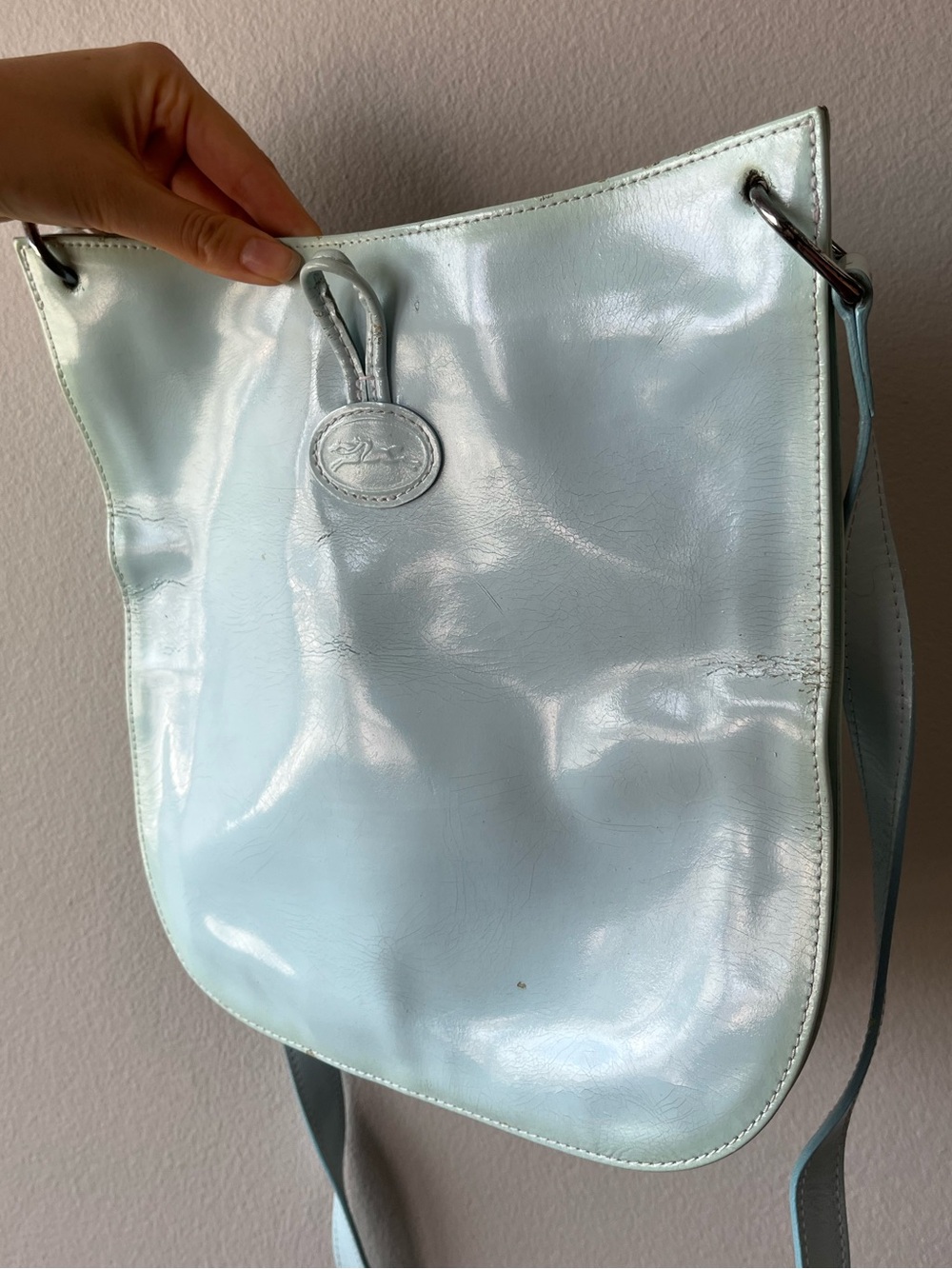 Longchamp Light Blue Leather Shoulder Bag - Picture 3 of 5